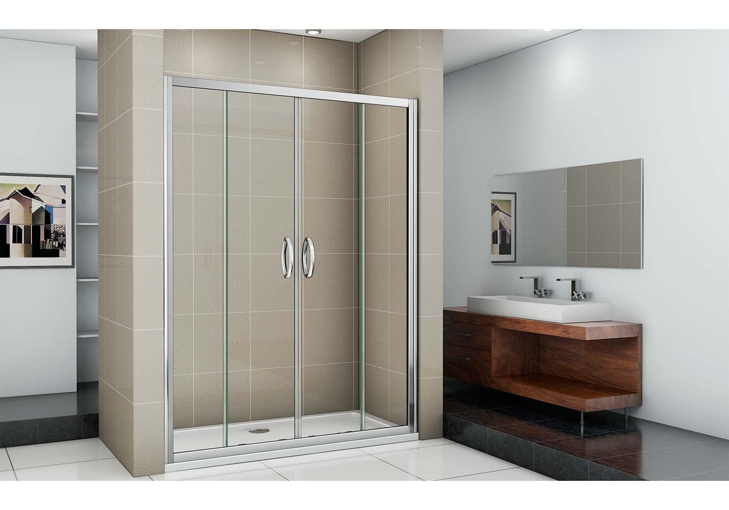 Приобрести дверь душевая bas infinity wtw-td-170-c-ch 170 см