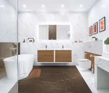 Cezares Тумба подвесная с раковиной на две чаши BELLAGIO 140 см Rovere Tabacco, дерево 54716