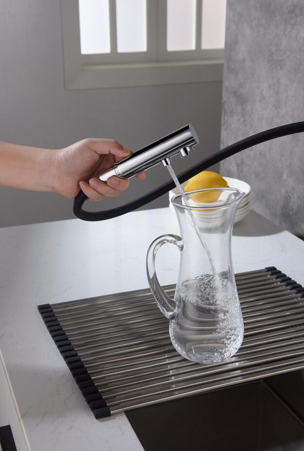 Приобрести смеситель для кухни с подключением фильтра и выдвижной лейкой timo saona 2356/00fl хром