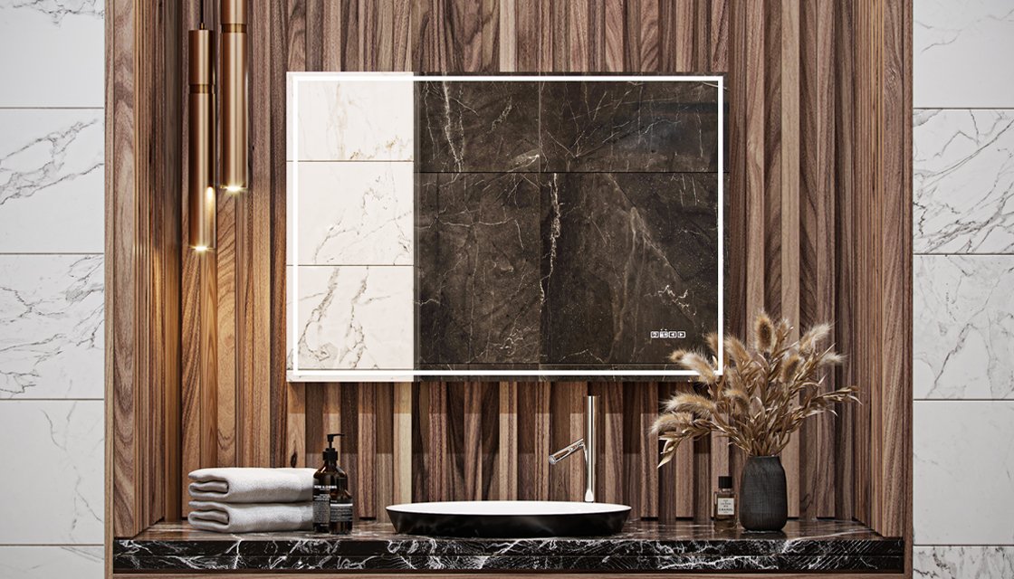 Приобрести зеркало velvex klaufs media 100x70 см c антизапотеванием, bluetooth, подсветка, сенсорное управление, zkkla.me.100.al