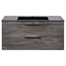 Vincea Тумба подвесная Chiara 100 см, серый камень с черной раковиной VMC-2C2100GS;VCB-13100B