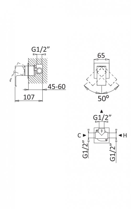 Приобрести cezares смеситель скрытого монтажа porta, черный матовый porta-dim-nop