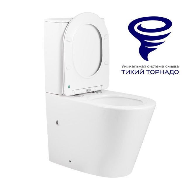 Приобрести briz унитаз компакт rome безободковый, торнадо, сиденье дюропласт с микролифтом, белый