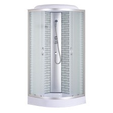 Loranto Душевая кабина SUNWAY 800х800х2150 поддон 13см, белый кирпичный узор, матовое стекло 4мм, профиль хром (CS668013FW80)