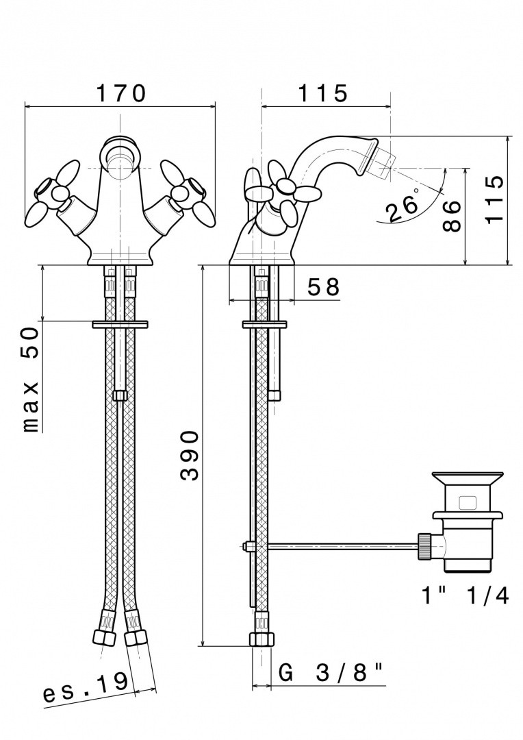 Приобрести kerama marazzi смеситель для биде muse, хром 9130km.21.018