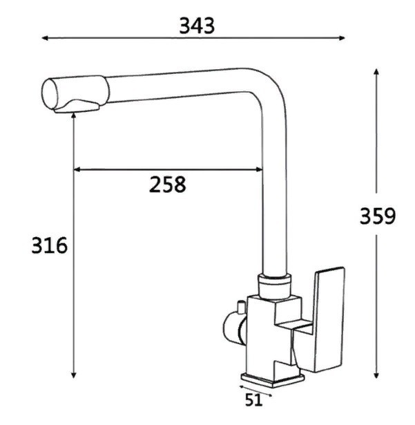 Приобрести смеситель для кухни vieir kitchen 359 мм, с подключением к фильтру, черный v15025(c)