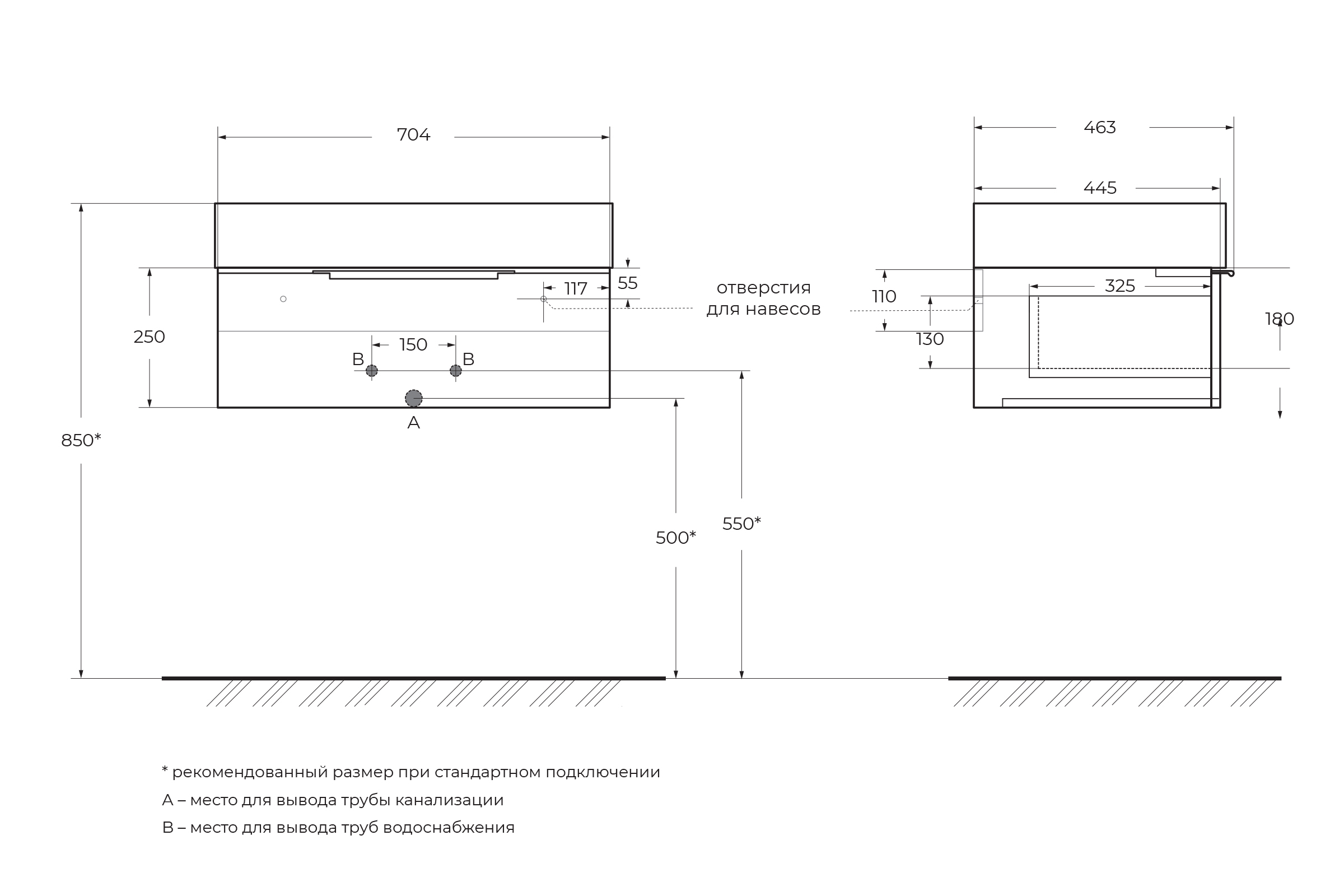 Приобрести cezares тумба подвесная с раковиной premium 70 см plisse verde opaco, серая 55420