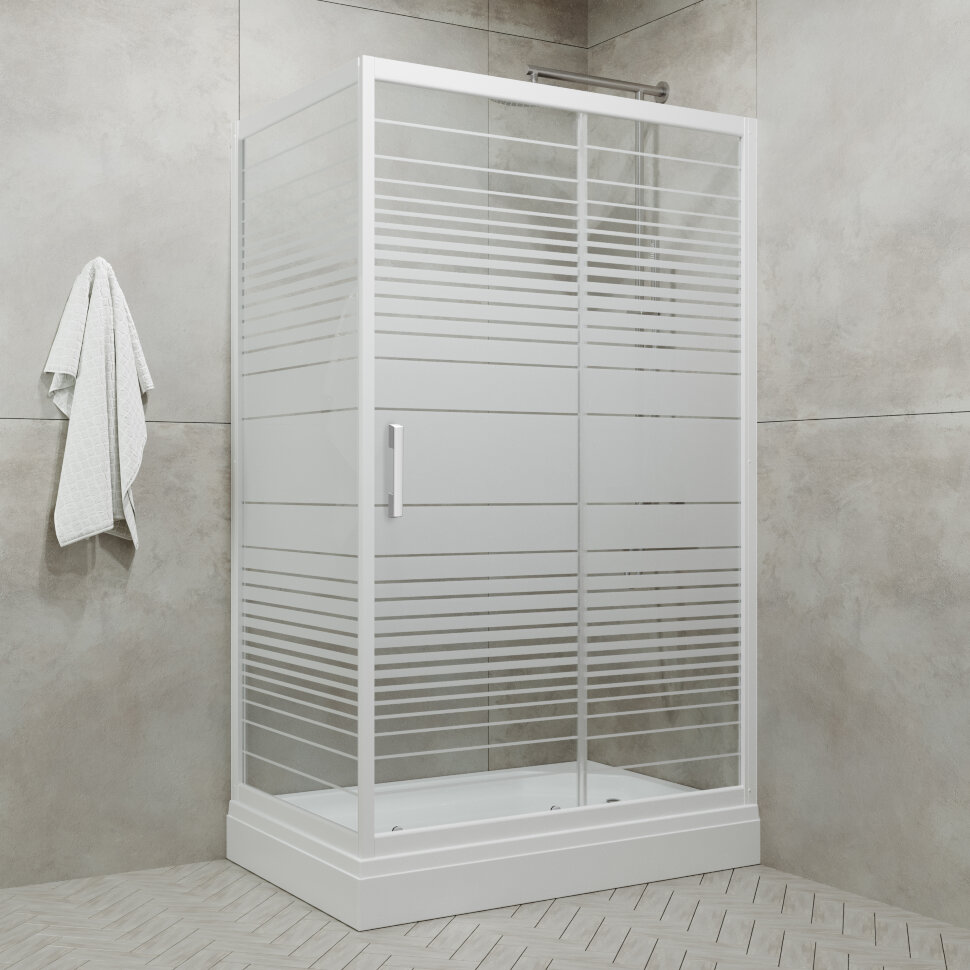 Приобрести triton душевое ограждение фьюжн 120x80 см, белое/узор полосы щ0000038524