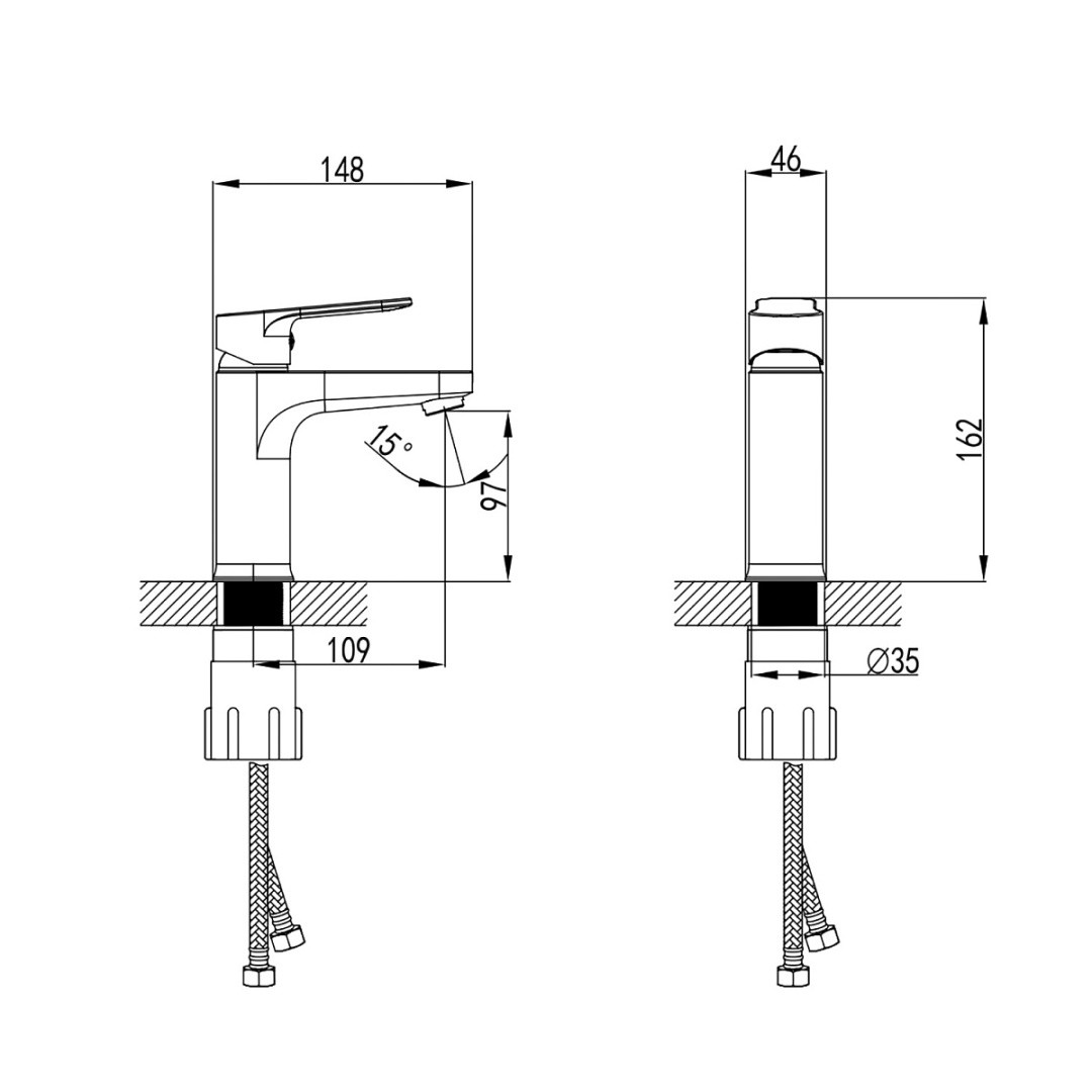 Приобрести смеситель для раковины azario elvis 148 мм, хром az-wwk168155c