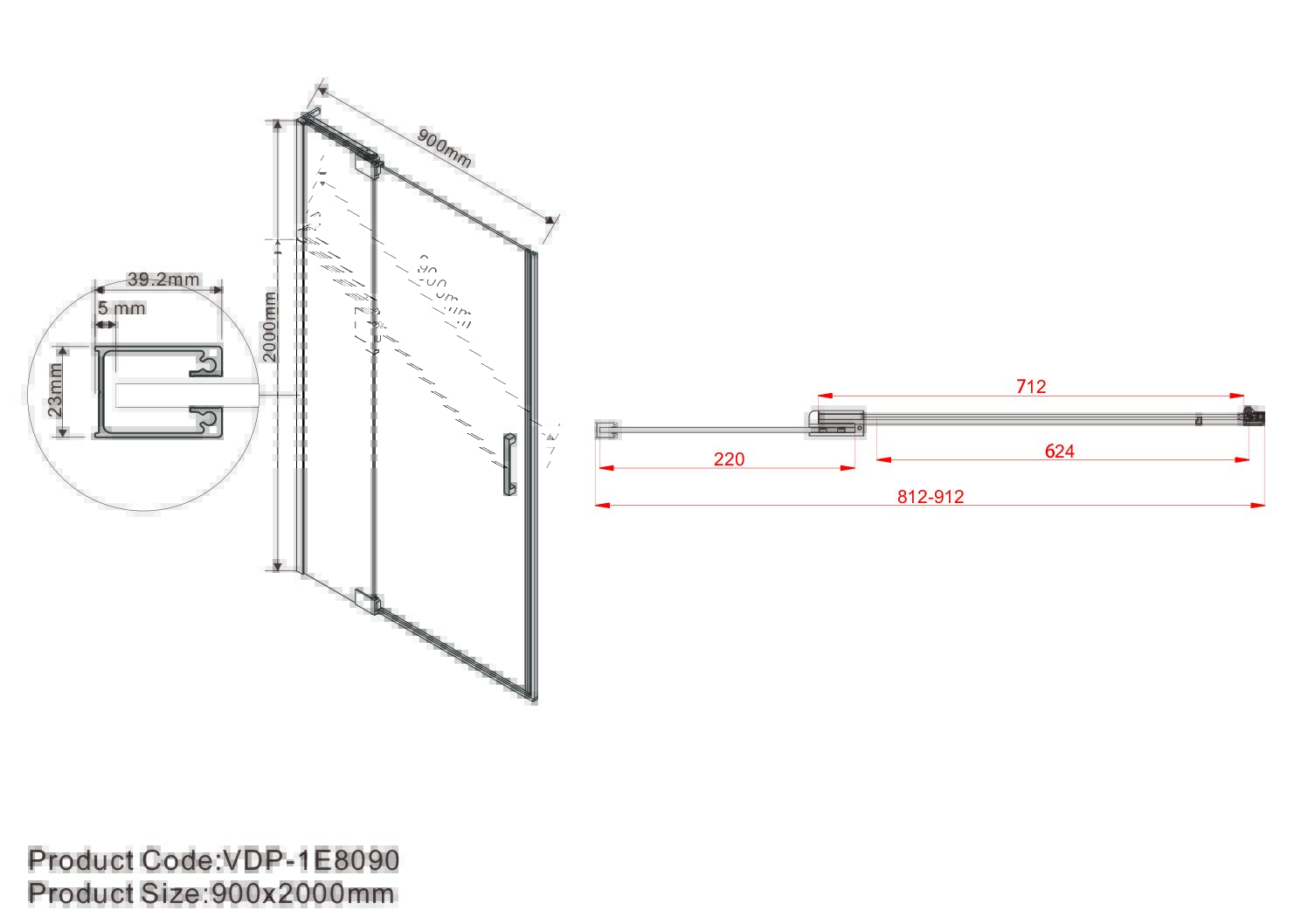 Приобрести vincea душевая дверь extra 80 см, прозрачное, оружейная сталь vdp-1e8090clgm