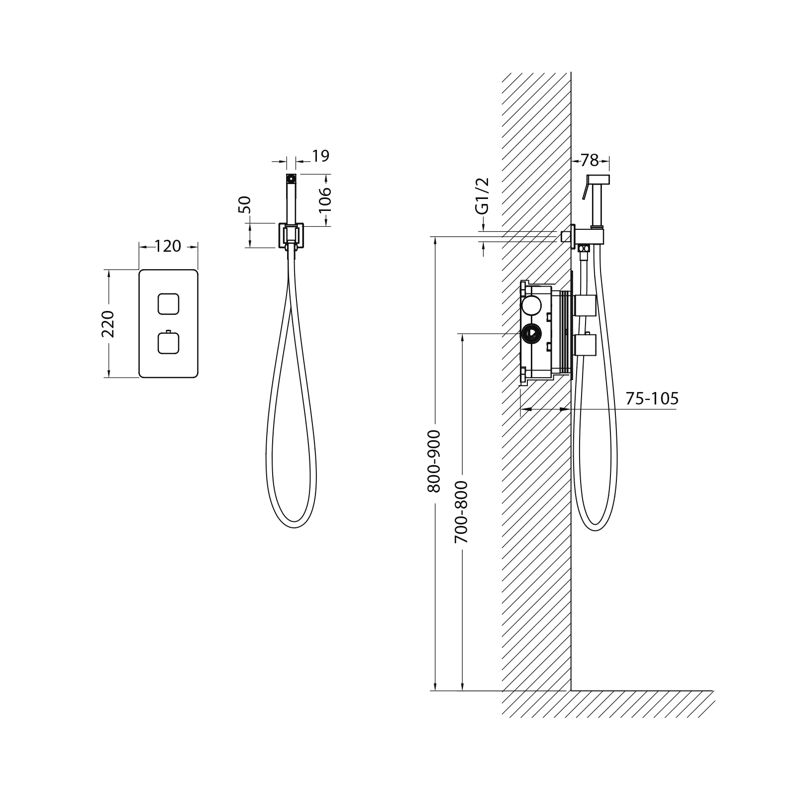 Приобрести смеситель встроенный с гигиеническим душем с термостатом timo petruma 5089/17sm золото матовое