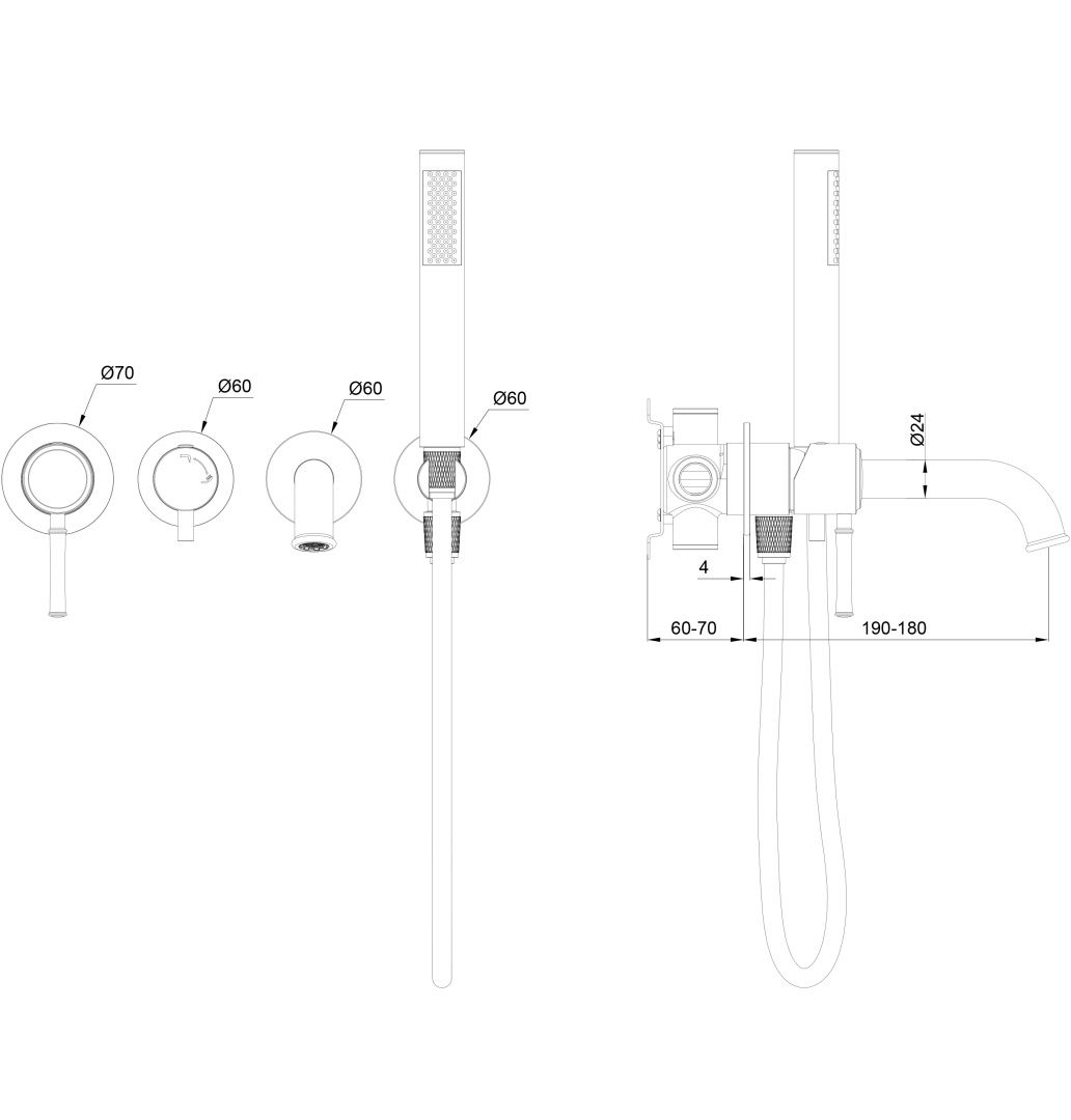 Приобрести смеситель для ванны встраиваемый wonzon & woghand tor, розовое золото (ww-88889073-rg)