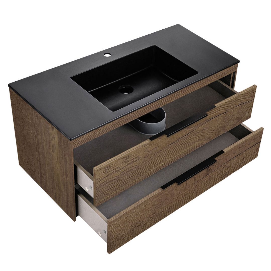 Приобрести vincea тумба подвесная chiara 100 см, дуб табак с черной раковиной vmc-2c2100to;vcb-13100b