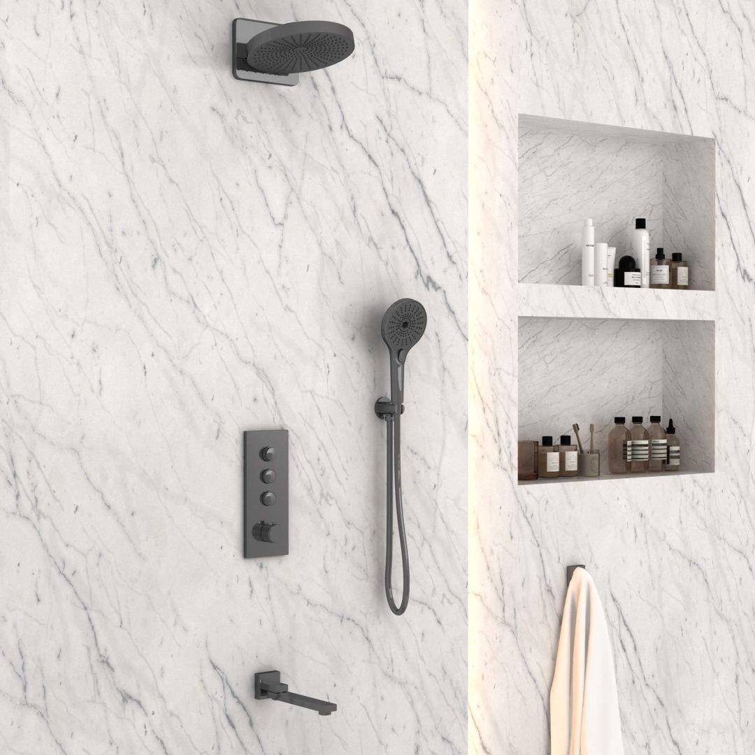 Приобрести vincea встраиваемая душевая система с термостатом, оружейная сталь vsfw-433ti1gm