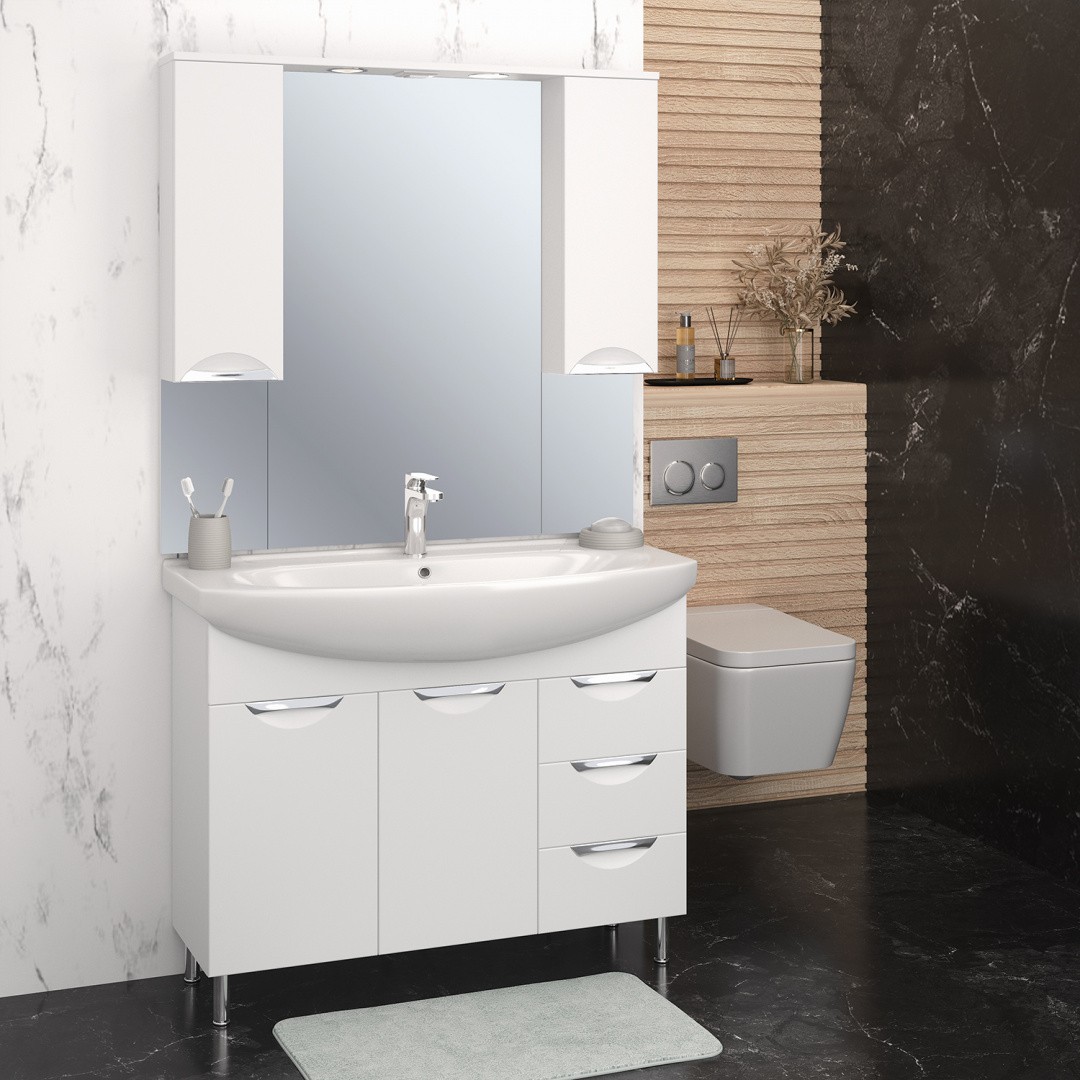 Приобрести aqua de marco зеркало-шкаф eleganse 105 см, белый\хром 1105cele