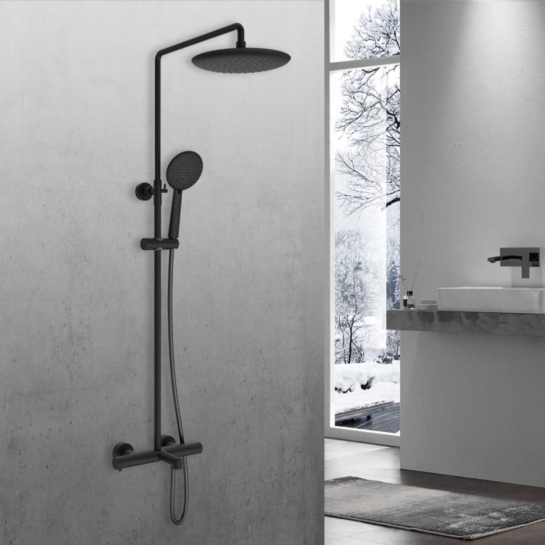 Приобрести vincea душевая стойка desire, термостат, черная матовая vsfs-1d1tmb