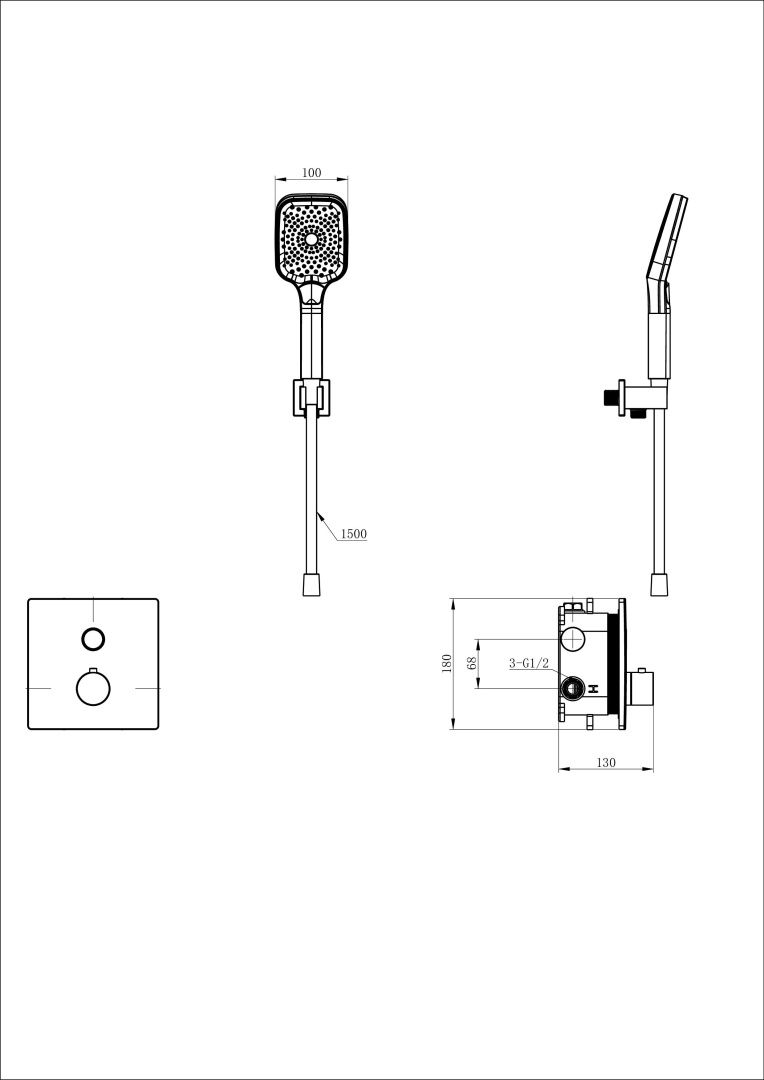 Приобрести смеситель для душа с термостатом встраиваемый wonzon & woghand, черный матовый (ww-d1017-b-mb)
