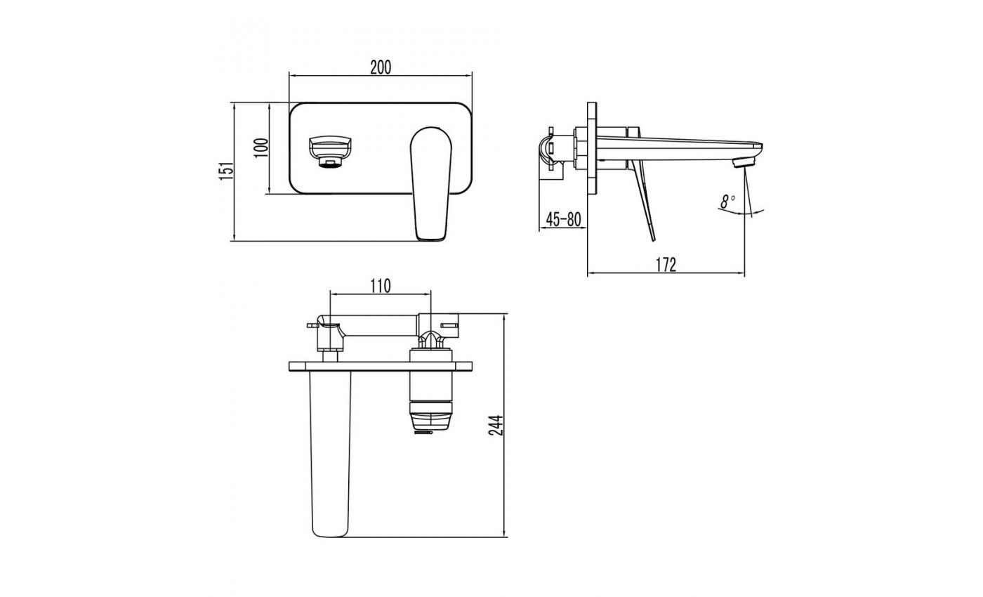 Приобрести lemark смеситель для раковины bronx, скрытый монтаж, черный lm3726bl