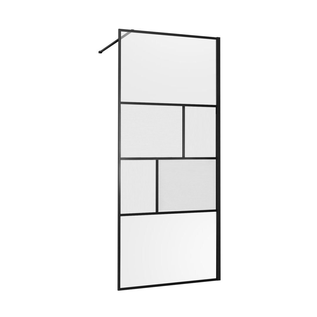 Приобрести vincea душевая перегородка walk-in 80 см, рифленое\прозрачное, черное матовое vsw-1hc800cfb