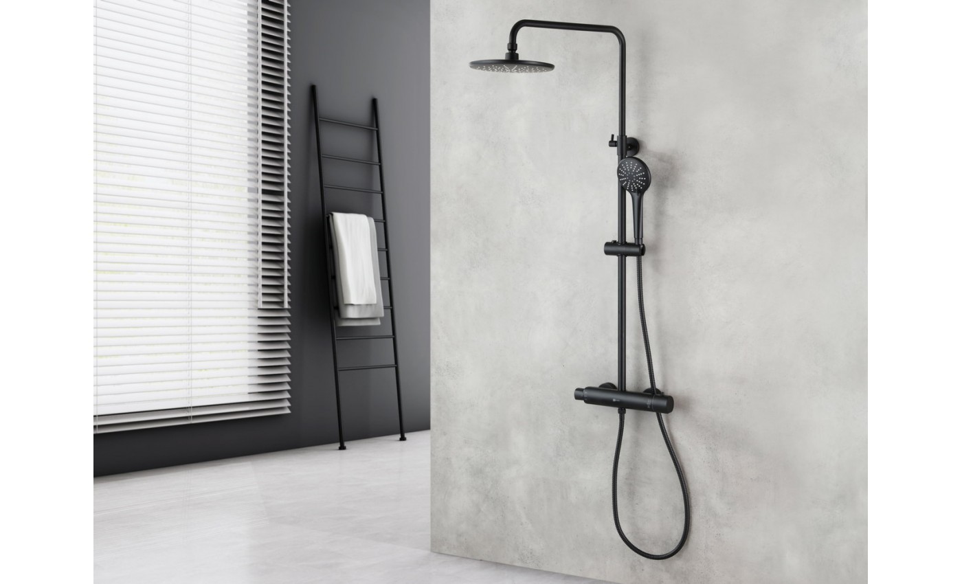 Приобрести lemark душевая система bronx с термостатом, черный матовый lm3770bl