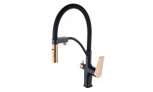 LEMARK Смеситель для кухни Bronx с подключением к фильтру, черный\золото LM3761BLR