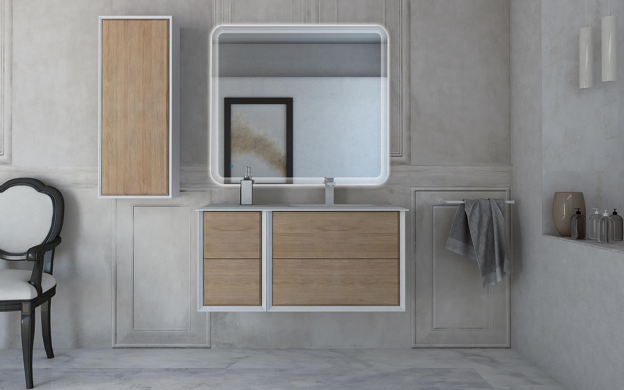 Приобрести cezares тумба подвесная с раковиной bellagio 106 см rovere tabacco, правосторонняя, дерево 54716