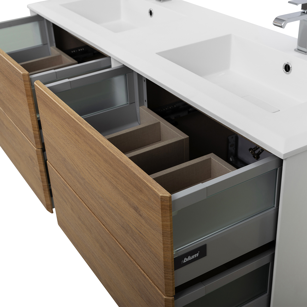 Приобрести cezares тумба подвесная с раковиной на две чаши bellagio 140 см rovere tabacco, дерево 54716