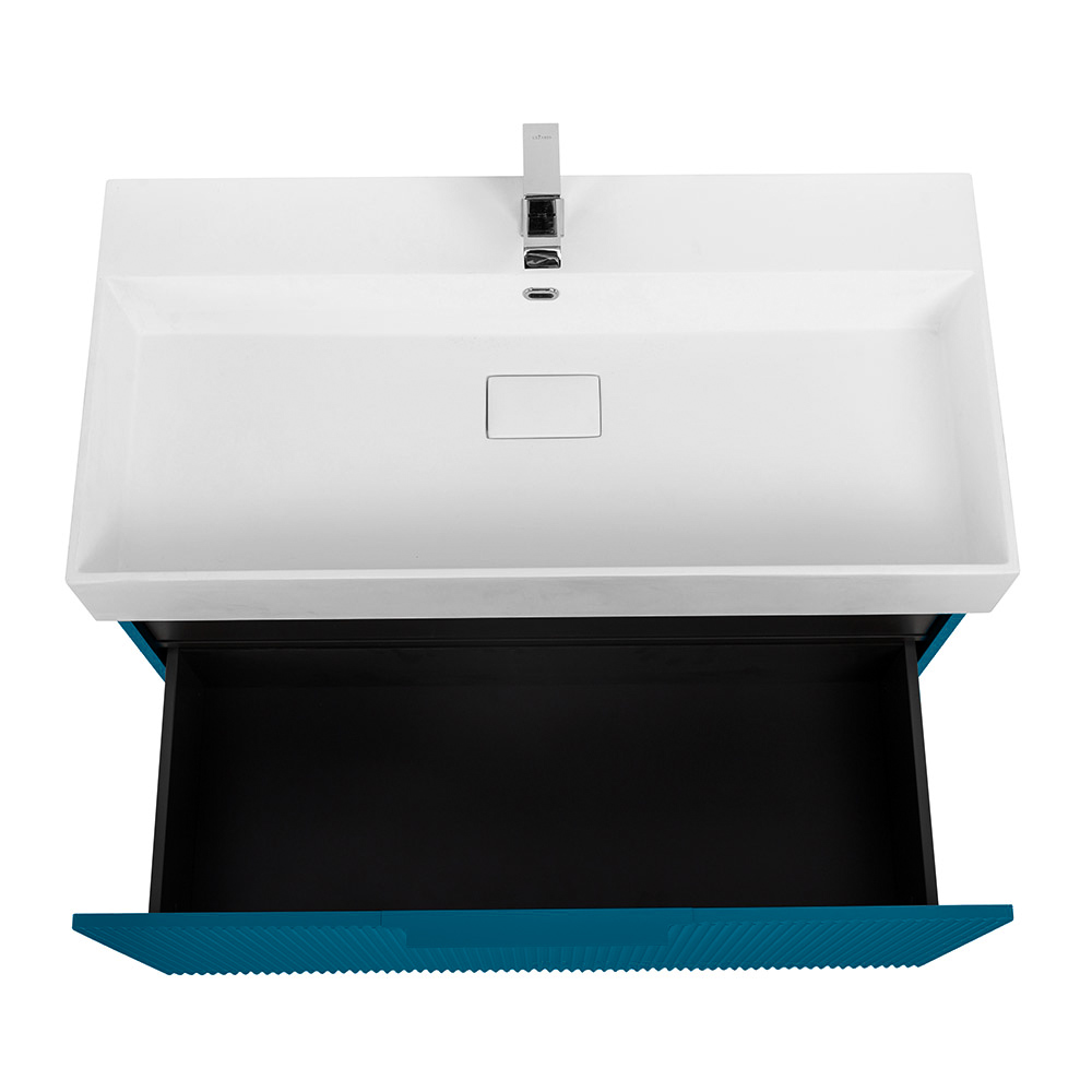 Приобрести cezares тумба подвесная с раковиной premium 90 см plisse blu petrolio, голубая 55443