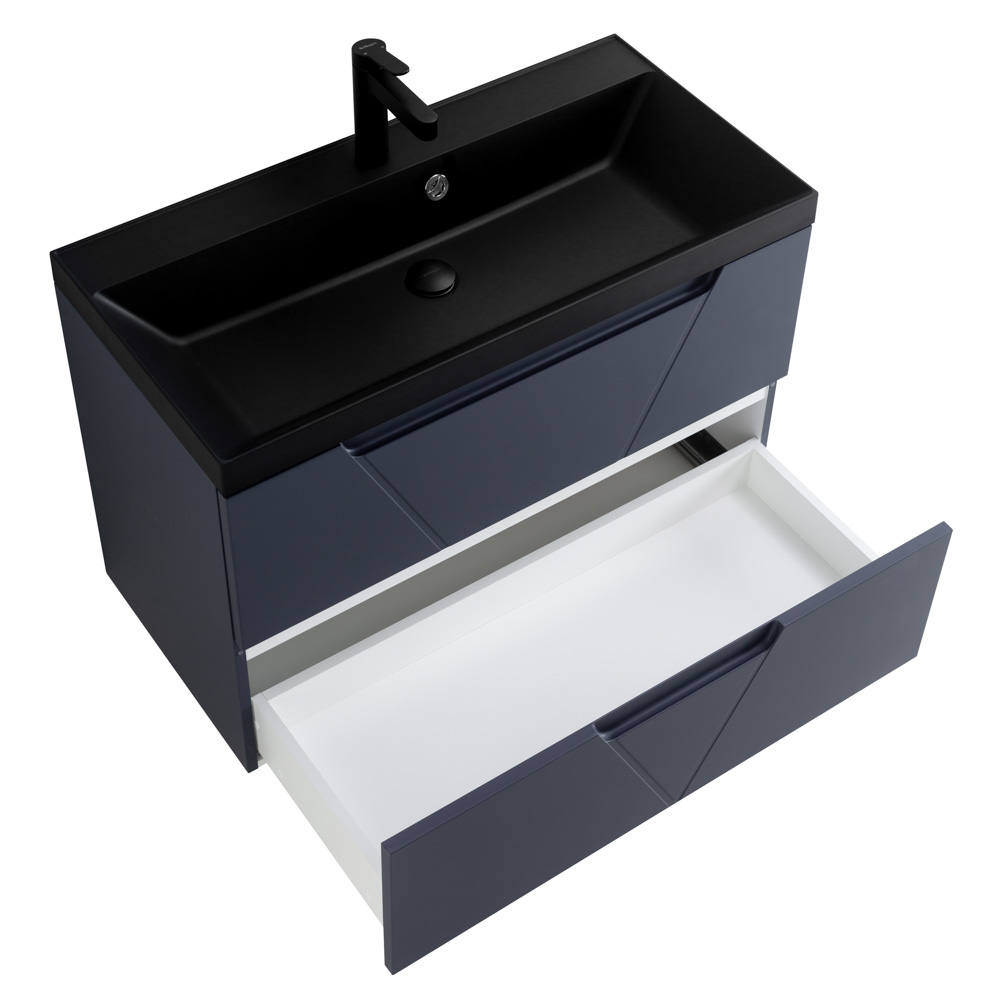 Приобрести belbagno тумба с раковиной vittoria 100 см, подвесная grigio opaco, чёрная раковина