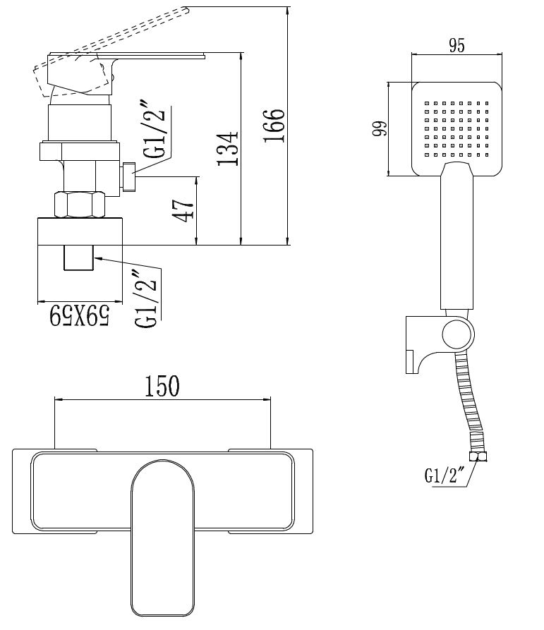 Приобрести savol смеситель для душа 210мм, хром s-600705