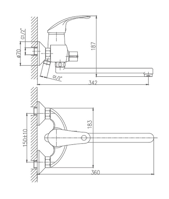 Приобрести haiba смеситель для ванны 183мм, хром hb-2221