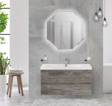 Cezares Тумба подвесная с раковиной MOLVENO 80 см Legno Grigio, серая MOLVENO-80-2C-SO-LG