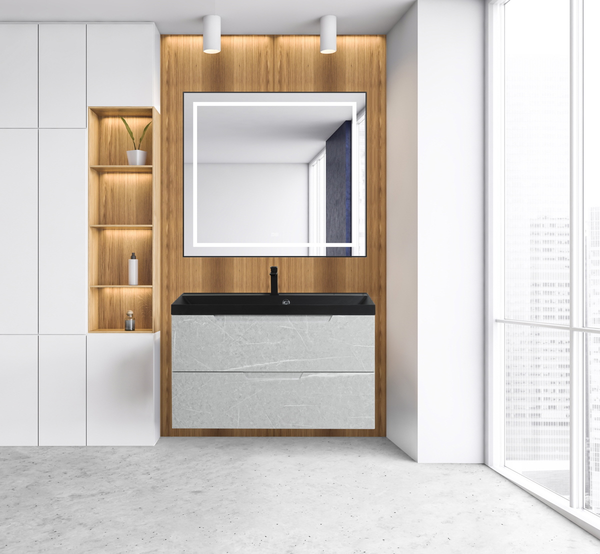 Приобрести belbagno тумба с раковиной vittoria 100 см, подвесная toros bianco, чёрная раковина