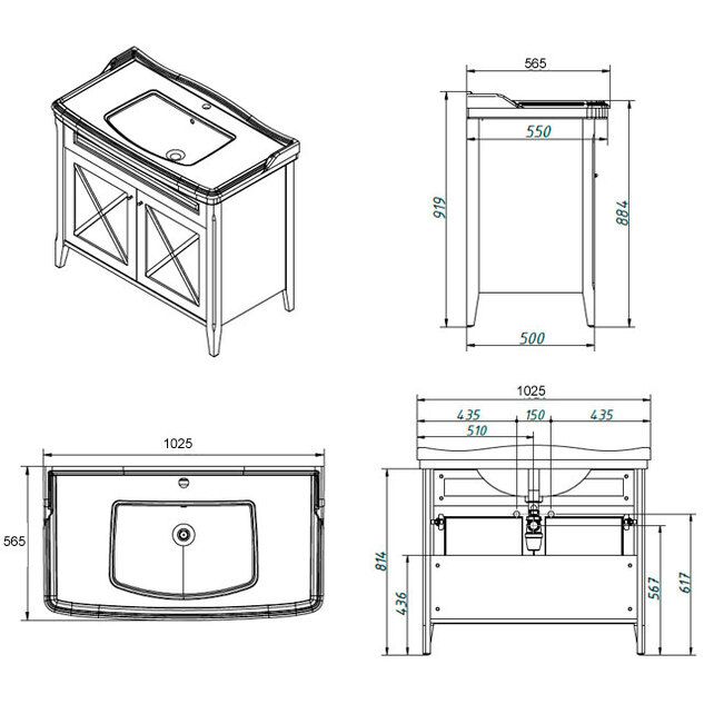 Приобрести caprigo тумба с раковиной napoli promo 100 см, темное дерево
