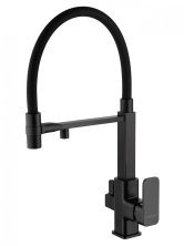 Смеситель для кухни с гибким изливом и подключением фильтра WONZON & WOGHAND, Черный матовый (WW-88458012-MB)