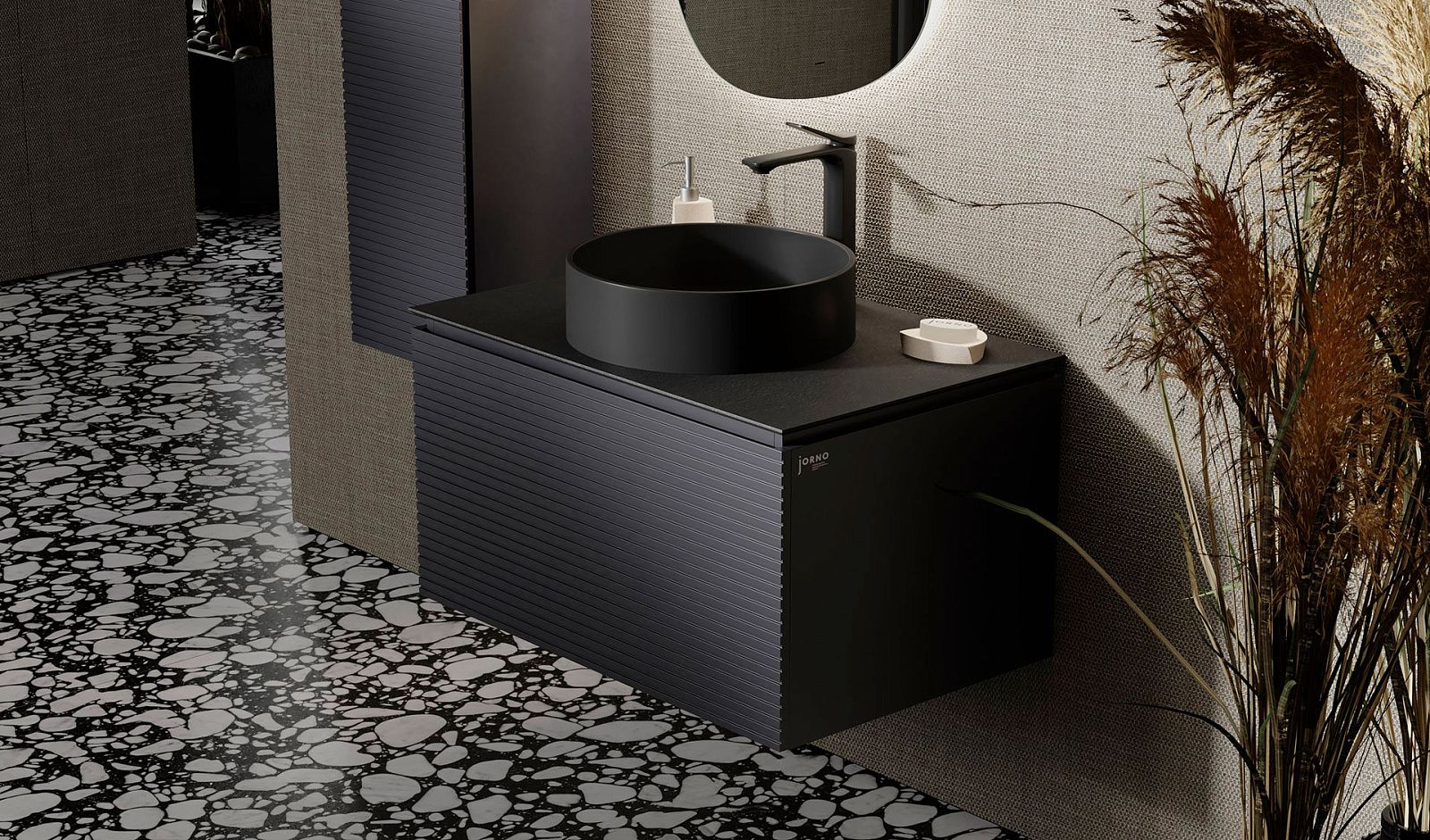 Приобрести jorno тумба подвесная stone 80 см со столешницей, антрацит