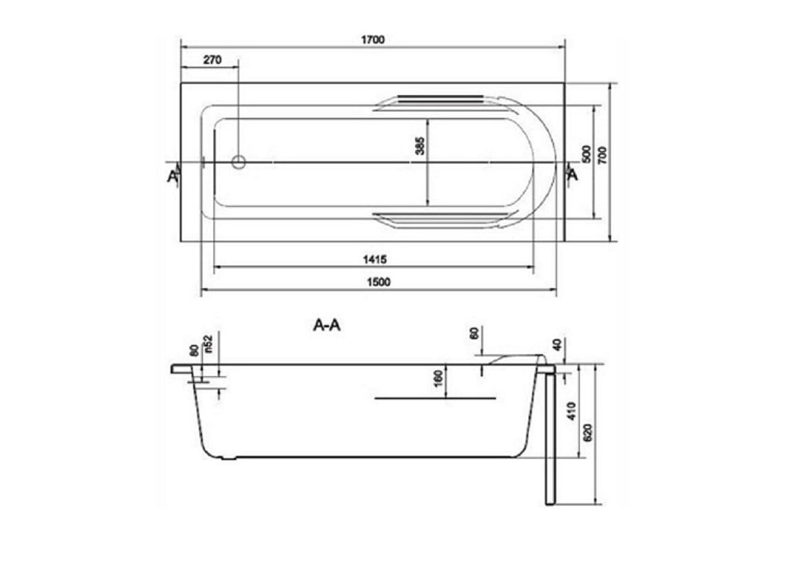 Приобрести акриловая ванна cersanit santana 170x70 см