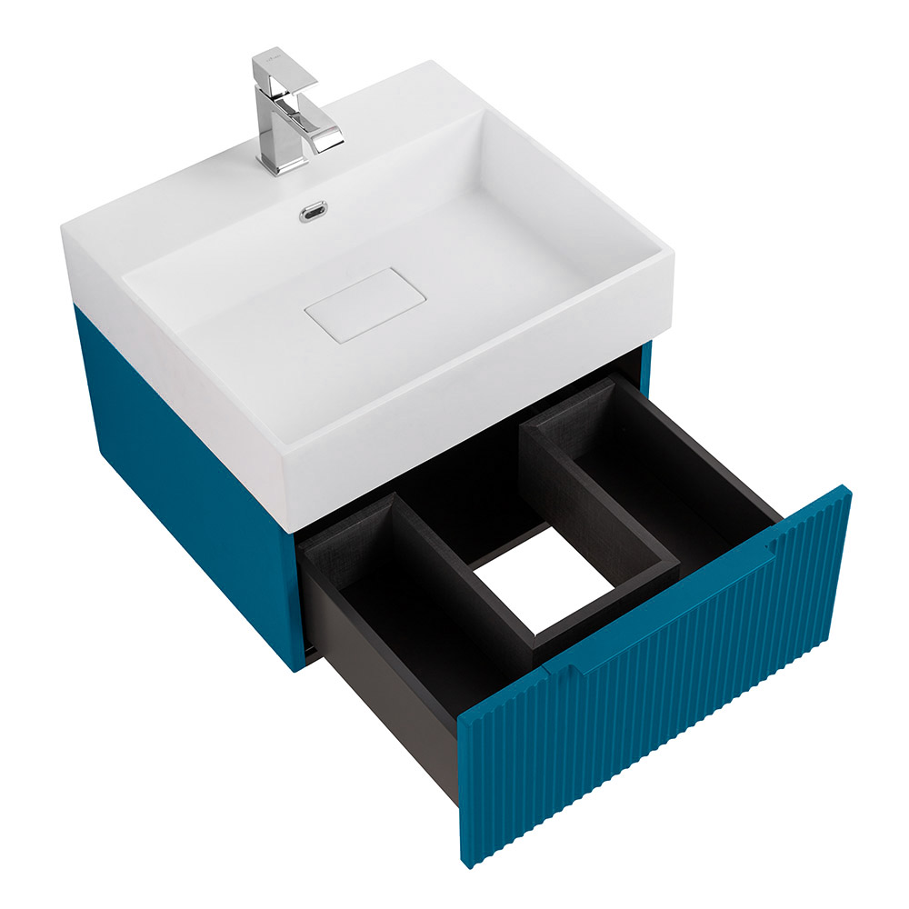 Приобрести cezares тумба подвесная с раковиной premium 50 см plisse blu petrolio, голубая 55413