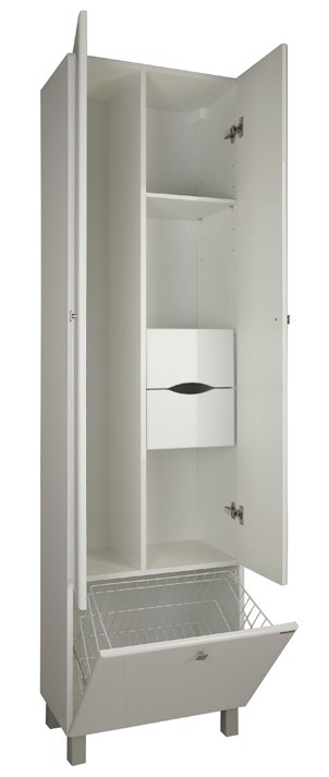 Приобрести пенал напольный акватон симпл двухстворчатый, корзина для белья, белый 1a137403sl010 