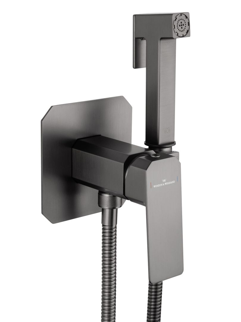Приобрести смеситель с гигиеническим душем встраиваемый wonzon & woghand diamond, темный графит (ww-88829011-bgm)