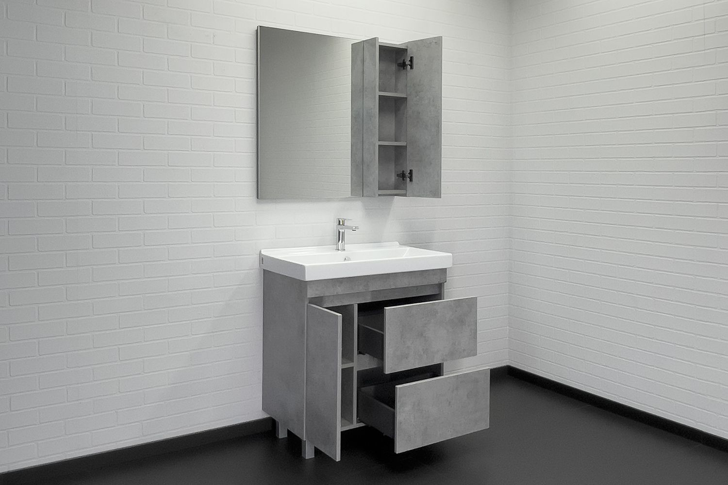 Приобрести сomforty тумба с раковиной осло-80н, светлый бетон