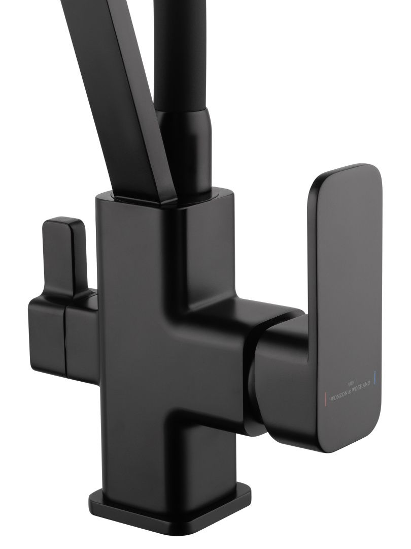 Приобрести смеситель для кухни с гибким изливом и подключением фильтра wonzon & woghand, черный матовый (ww-88458013-mb)