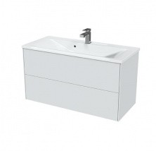 Mirsant Тумба SOLE ULTRA , подвесная с раковиной PREMIER 100 см, белый матовый УТ000068494