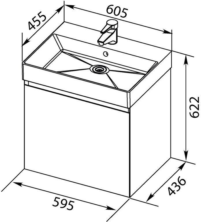 Приобрести aquanet тумба с раковиной нью-йорк 60 см, орех 00213934