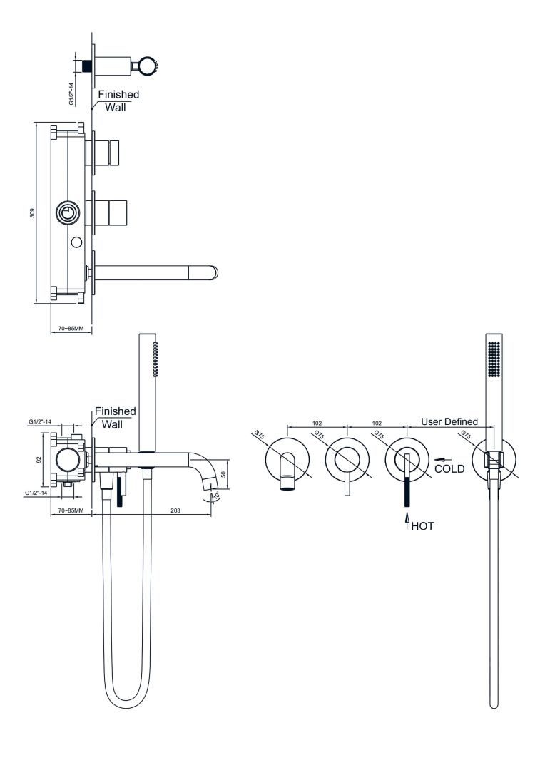 Приобрести hayzburg встраиваемый смеситель для ванны и душа, никель hb-4004-2bn