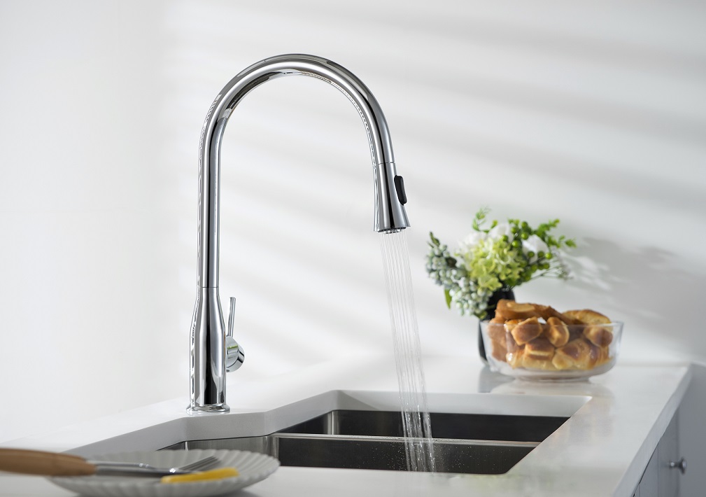 Приобрести смеситель для кухни с выдвижной лейкой timo saona 2336/00fl хром