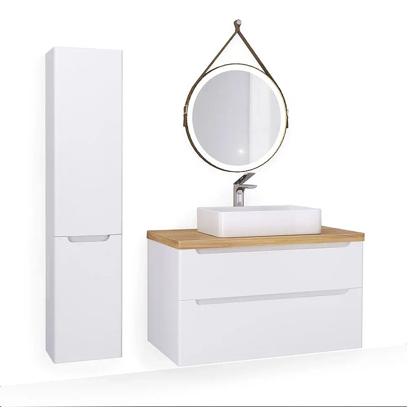 Приобрести jorno тумба подвесная wood 100 см со столешницей светлое дерево, белая