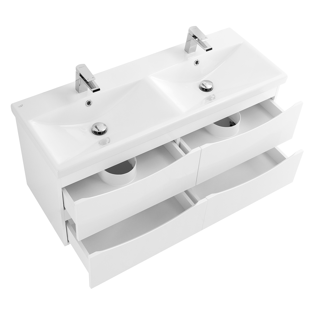 Приобрести belbagno тумба с раковиной marino-cer 120 см, подвесная с ящиками bianco lucido , белая раковина