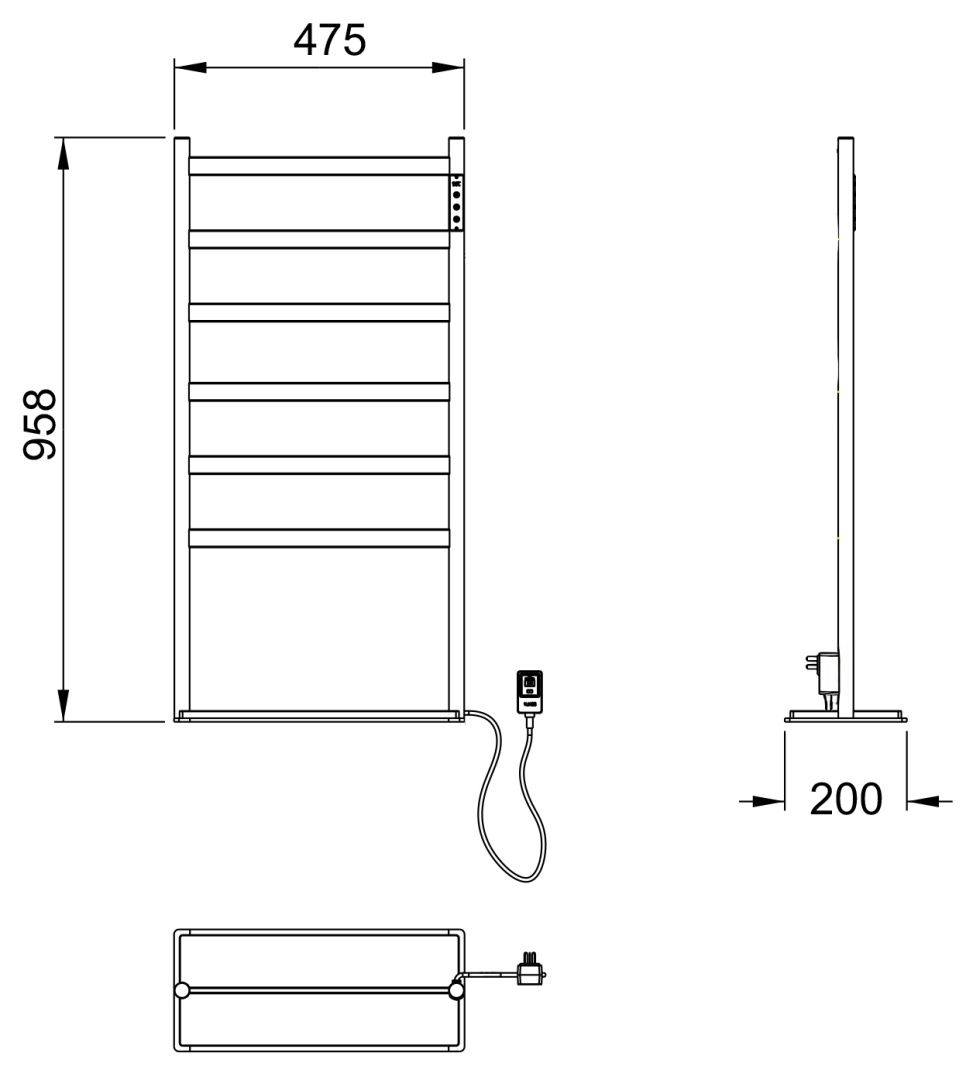 Приобрести полотенцесушитель электрический напольный wonzon & woghand essen, темный графит (ww-a406-gm)