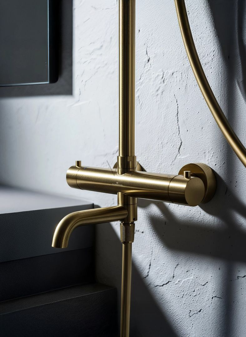 Приобрести душевая система с термостатом wonzon & woghand stick, брашированное золото (ww-88739903-bg)